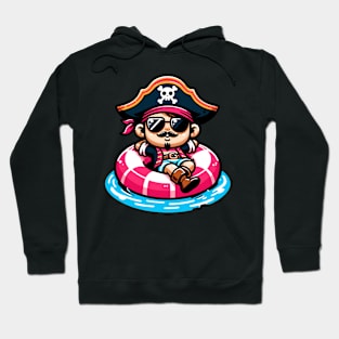 Pool Party Pirate Pink Float Funny Pirate Hoodie